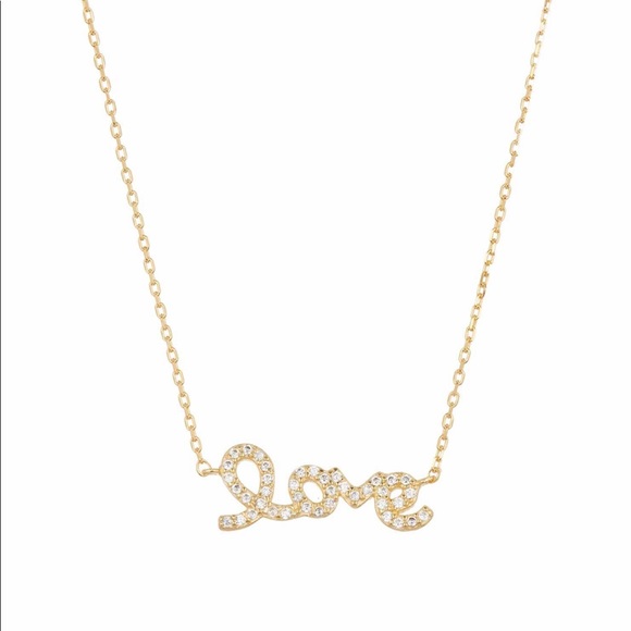 Adornia Jewelry - Gold Plated crystal Cursive Love Necklace